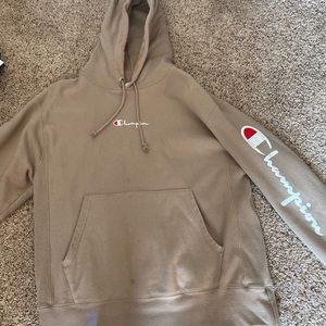 beige champion hoodie